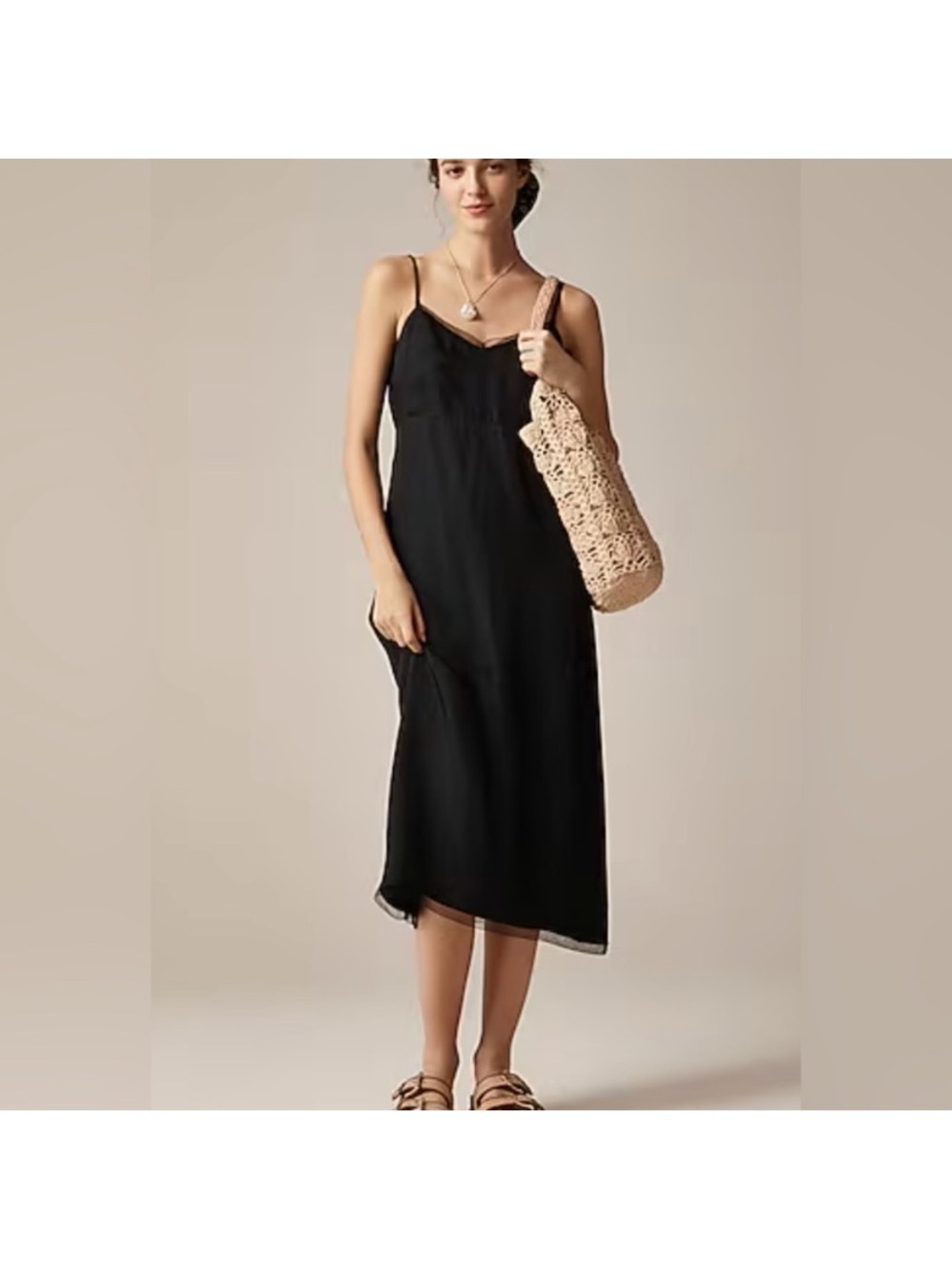 NWT J. Crew Natasha Black Slip Dress Size 12
